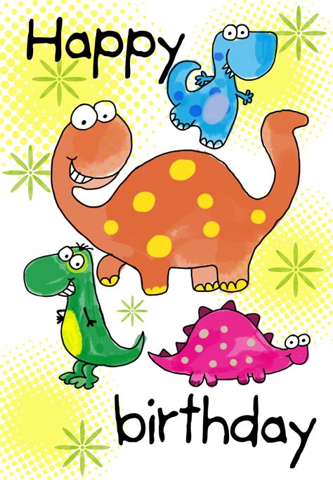 Dltk's crafts for kids printable birthday cards (envelopes included). Happy Birthday Dinosaurs - Free Birthday Card | Greetings ...