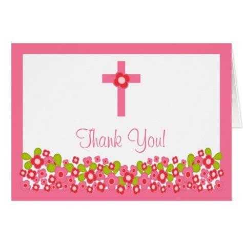 Modern Floral Cross Religious Thank You Note Card Zazzle
