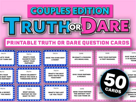 Couples Truth Or Dare Question Cards Game For Couples Etsy Uk