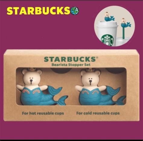 Starbucks 2023 Siren And The Earth Bearista Bear Mermaid Stopper Set 2
