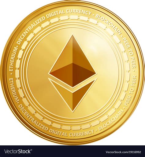 Golden Ethereum Coin Symbol Royalty Free Vector Image