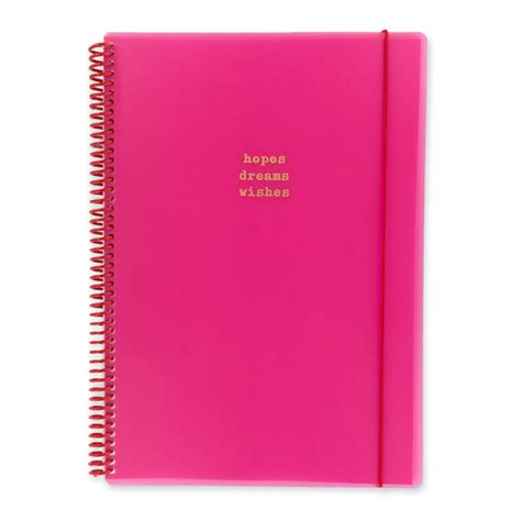 Hopes Dreams Wishes A4 Spiral Notepad Hot Pink Notebook Love