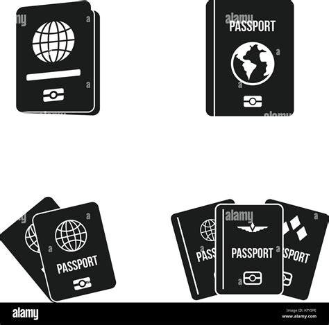 Passport Icon Set Simple Style Stock Vector Image And Art Alamy