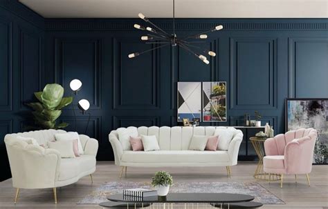 Casa Padrino Designer Art Deco Living Room Set Cream Pink Gold 2