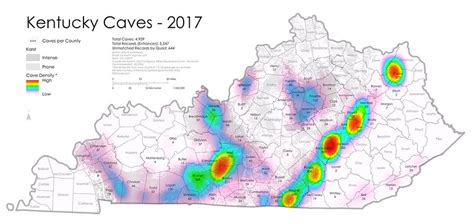 Chuck Sutherland Kentucky Cave Distribution Map 2017