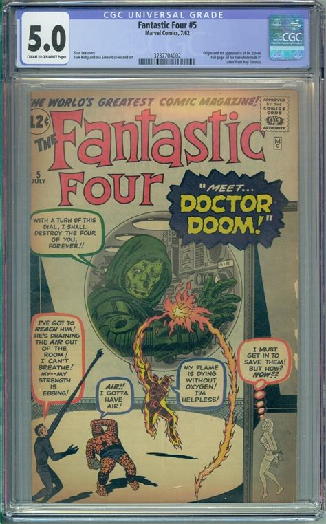 Fantastic Four 5 Cgc 50 Origin 1st Doctor Doom Jack Kirby Comic