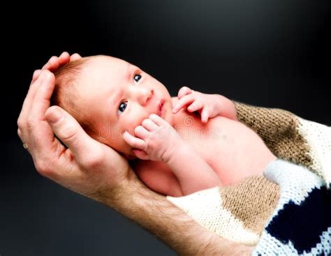 Newborn Baby Boy On The Father S Hand Stock Image Image Of Beautiful
