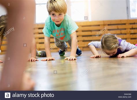 Children Doing Push Ups Stock Photo Royalty Free Image 62463016 Alamy