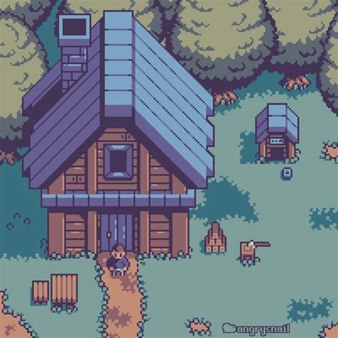 Artstation Cabin In The Forest Topdown Pixelart Nikita Solo Pixel