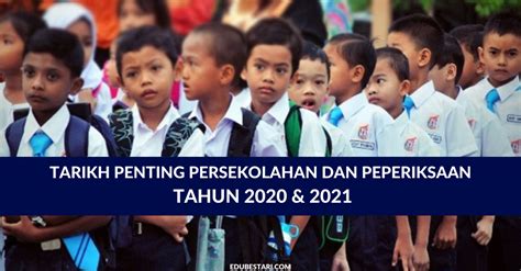 Semua pelajar sekolah rendah, tingkatan 1, 4, 5 dan 6 mula bersekolah secara bersemuka pada 20 januari 2021. Tarikh Penting Persekolahan Dan Peperiksaan Tahun 2020 ...