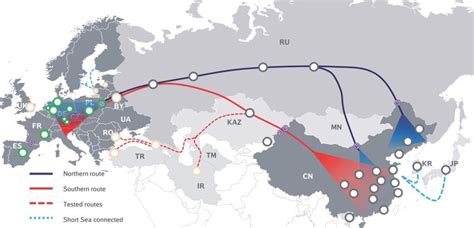 Railway Routes Between China And Europe Blue Northern Route