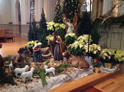 best nativity scene i ve seen christmas eve mass church christmas decorations altar de