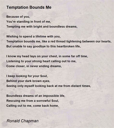 temptation bounds me poem by ronald chapman poem hunter