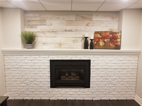 Faux White Brick Lightens Up A Basement Fireplace Barron Designs