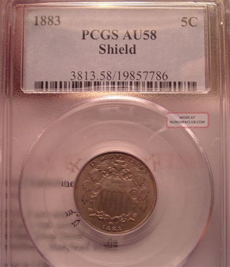 1883 Shield Nickel Pcgs Au58 Great Type Coin
