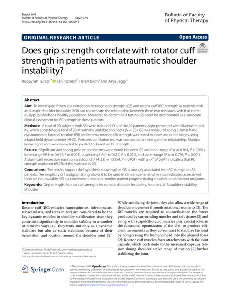 Pdf Does Grip Strength Correlate With Rotator Cuff Strength In