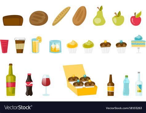 Food And Drinks Cartoon Set Royalty Free Vector Image