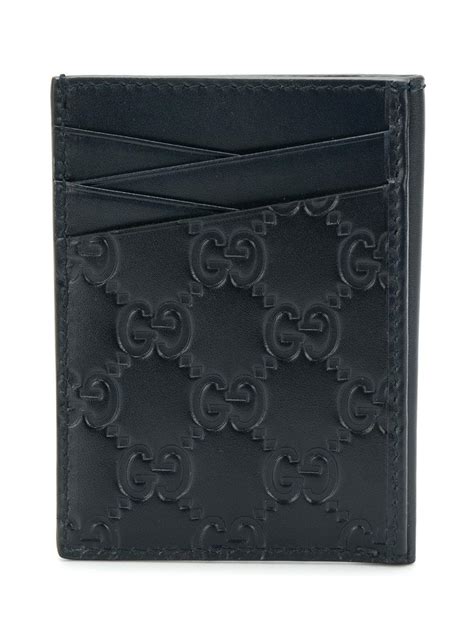 Microguccissima key case holder, brown. Gucci Leather Signature Card Case in Blue for Men - Lyst