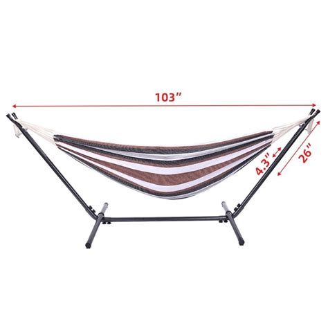 Ktaxon Outdoor 2 Person Hammock Polyester W Steel Stand Portable Bag