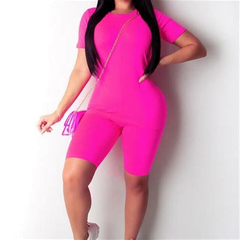 Sexy Women Two Piece Outfits Bodycon Bandage Women Sets Short Sleeve Top Hot Pants Two Piece Set