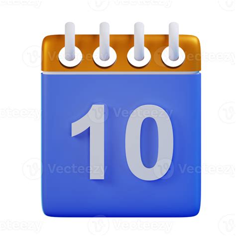 3d Icon Date 10 Calendar Illustration Concept Icon Render 24683278 Png