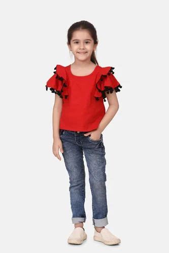 Casual Wear Cutiekins Girls Top Size 4 To 9 Years Polyester At Rs