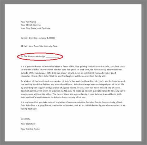 Describe a time you saw the defendant go out of his way to help. Child Custody Letter Template Best Of Free Character ...