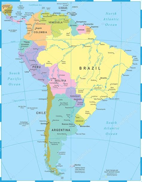 South America Map Vector Illustration — Stock Vector © Dikobrazik