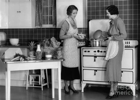 Women Cooking In Kitchen C1930s Photograph By H Armstrong Roberts
