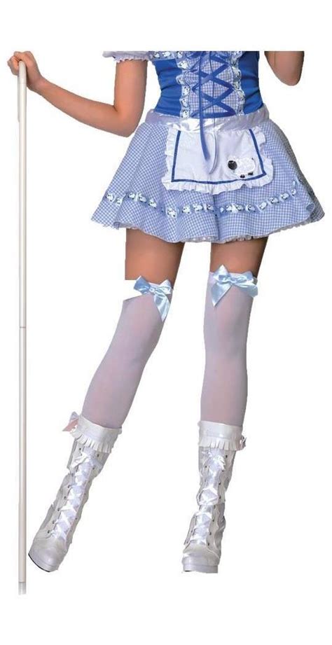 white thigh high stockings with blue bows