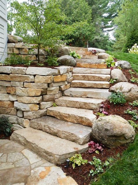 Stone Steps Garden Stairs Hillside Landscaping Backyard Landscaping
