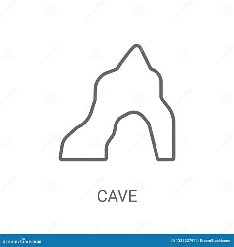Cave Icon In Outline Style Isolated On White Background Stone Age