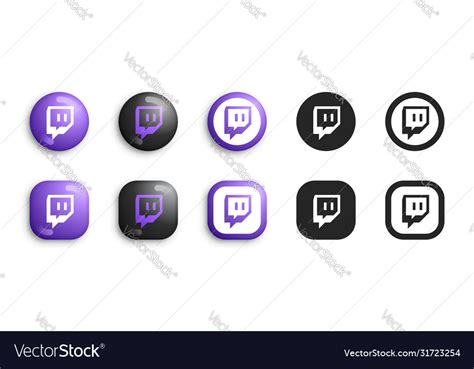 Twitch Modern 3d And Flat Icons Set Royalty Free Vector