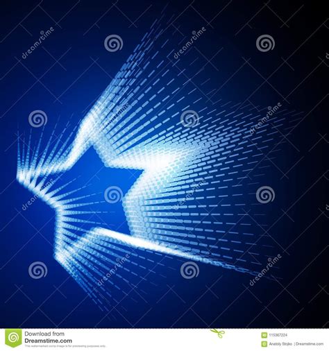 Abstract 3d Star In Flow Lines On Blue Vector Illustration Stock