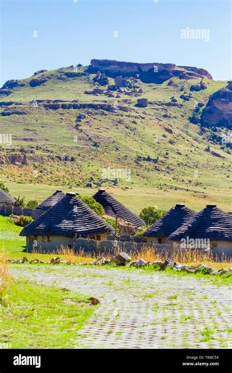 Basotho Cultural Village In Drakensberg Mountains South Africa Stock