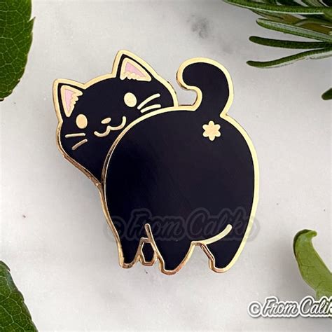 Black Cat Enamel Pin Loaf Cat Pin Hard Enamel Pin Gold Etsy