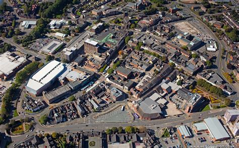 Newcastle Under Lyme Town Centre Staffordshire From The Air Aerial