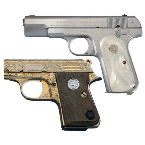 Two Colt Semi Automatic Pistols A Colt Model 1903 Pocket Hammerless