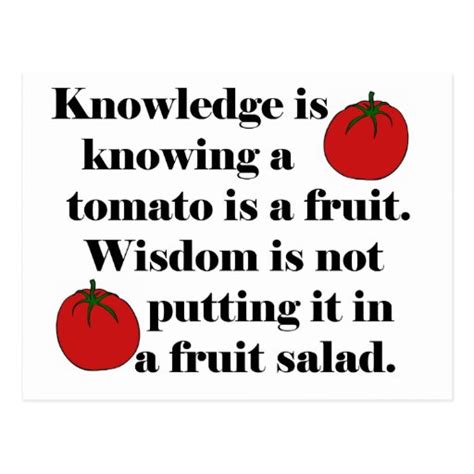 Knowledge Is Knowing A Tomato Is A Fruit Postcard Zazzle