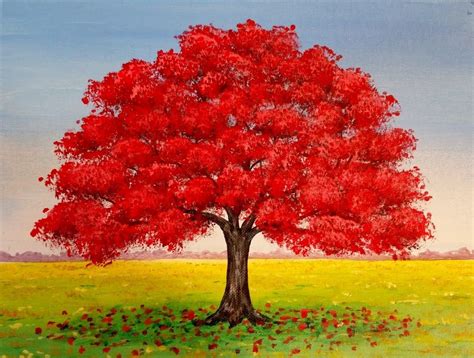 Live Red Oak Tree Landscape Acrylic Painting Tutorial Free Lesson