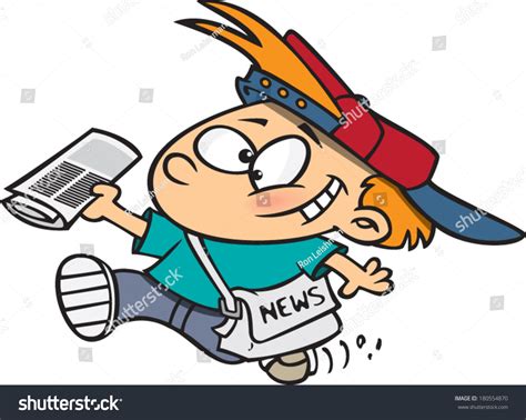 Cartoon Boy Delivering Newspapers Stock Vector 180554870 Shutterstock