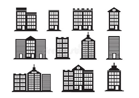 Cities Silhouette Icon Stock Vector Illustration Of Architecture