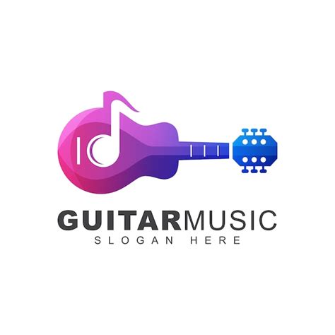 Premium Vector Modern Color Guitar Music Note Gradient Logo Template
