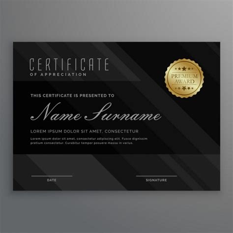 Free Vector Black Certificate