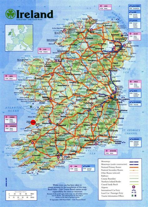 Map Of Ireland Showing Tourist Attractions Ireland Tourist Ireland