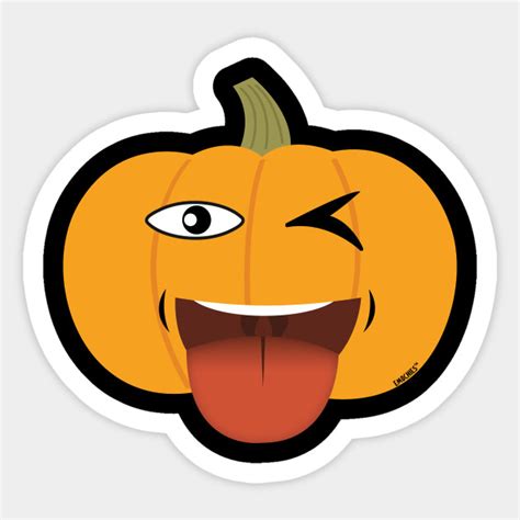 One Eye Tongue Out Pumpkin Halloween Emoji Halloween Sticker