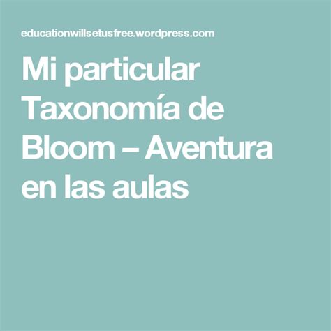 Taxonoma De Bloom Al Rescate Imaxinante