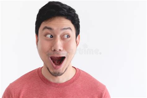 Wow And Shocked Face Of Funny Man Isolated On White Background Stock Photo Image Of Head