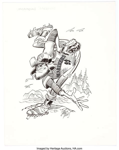 Jack Davis Seattle Mariners Baseball Illustration Original Art Hot