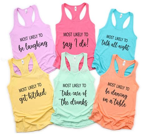 Bachelorette Party Shirts Most Likely To Funny Bachelorette Etsy